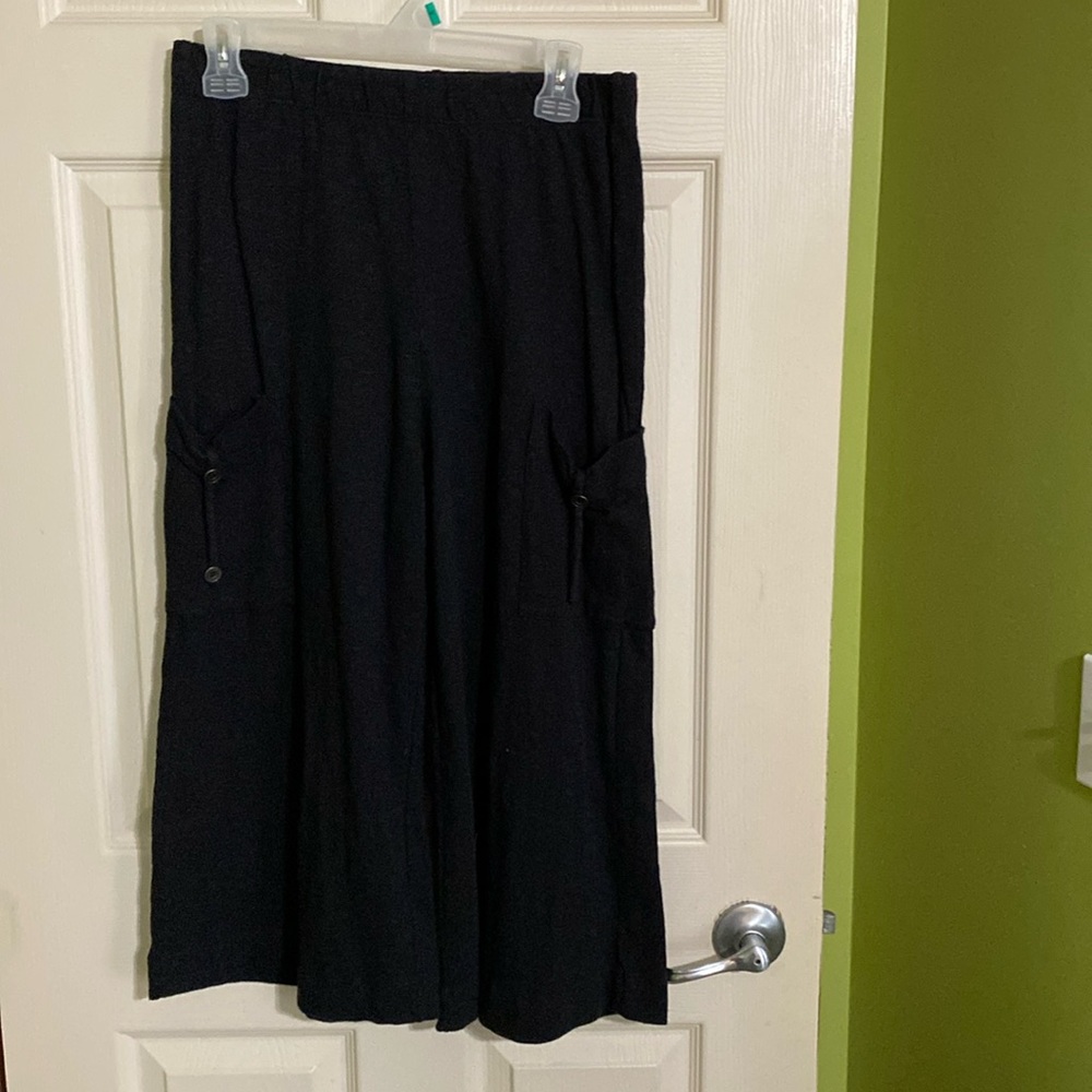 Chalet,  capri charcoal Wide leg 100% cotton waist 14in stretch 17 length 31in